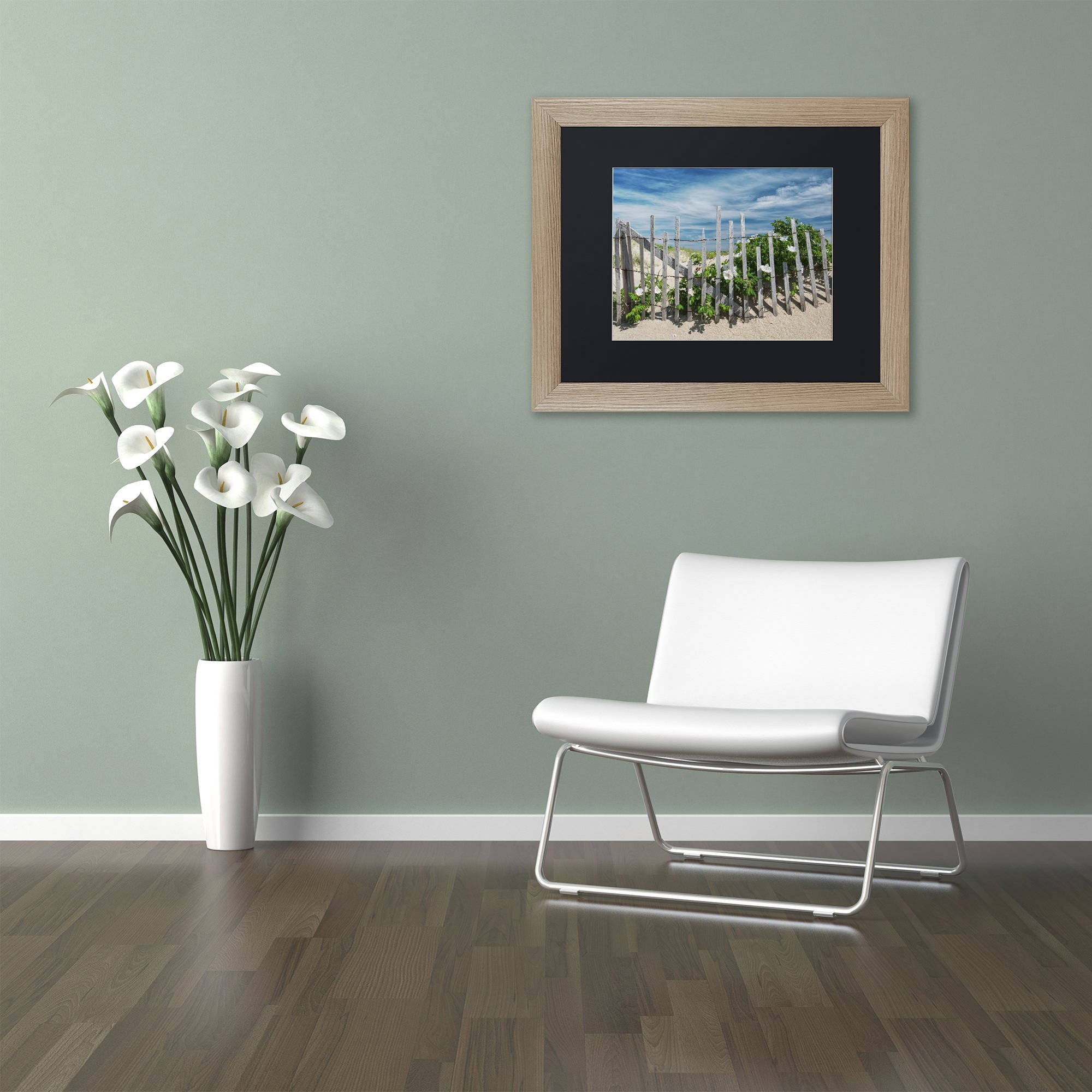 Trademark Fine Art "White Beach Roses" Canvas Art by Michael Blanchette Photography Black Matte, Birch Frame