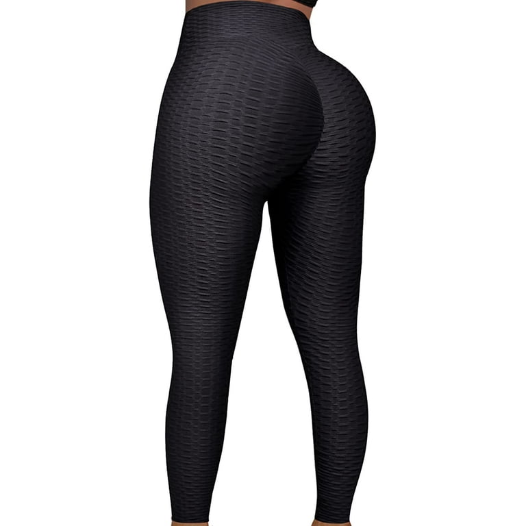 Buy Womens Honeycomb Leggings Butt Lift Yoga Pants Anti Cellulite Waffle  Leggings High Waist Workout Running Tights Bubble Textured Scrunch/Ruched  Booty Trousers Black at