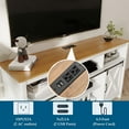 thumbnail image 3 of Yaoping Farmhouse Barn Door TV Cabinet Up to 65" TV Media Console with Open Shelves Adjustable Storage, Entertainment Center with Power Outlets(White), 3 of 4