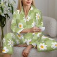 thumbnail image 6 of Pajama Sets for Women 2 Pcs, Daisies Flowers Square Button Down Long Sleeve Sleepwear Lounge PJ Sets, 6 of 6
