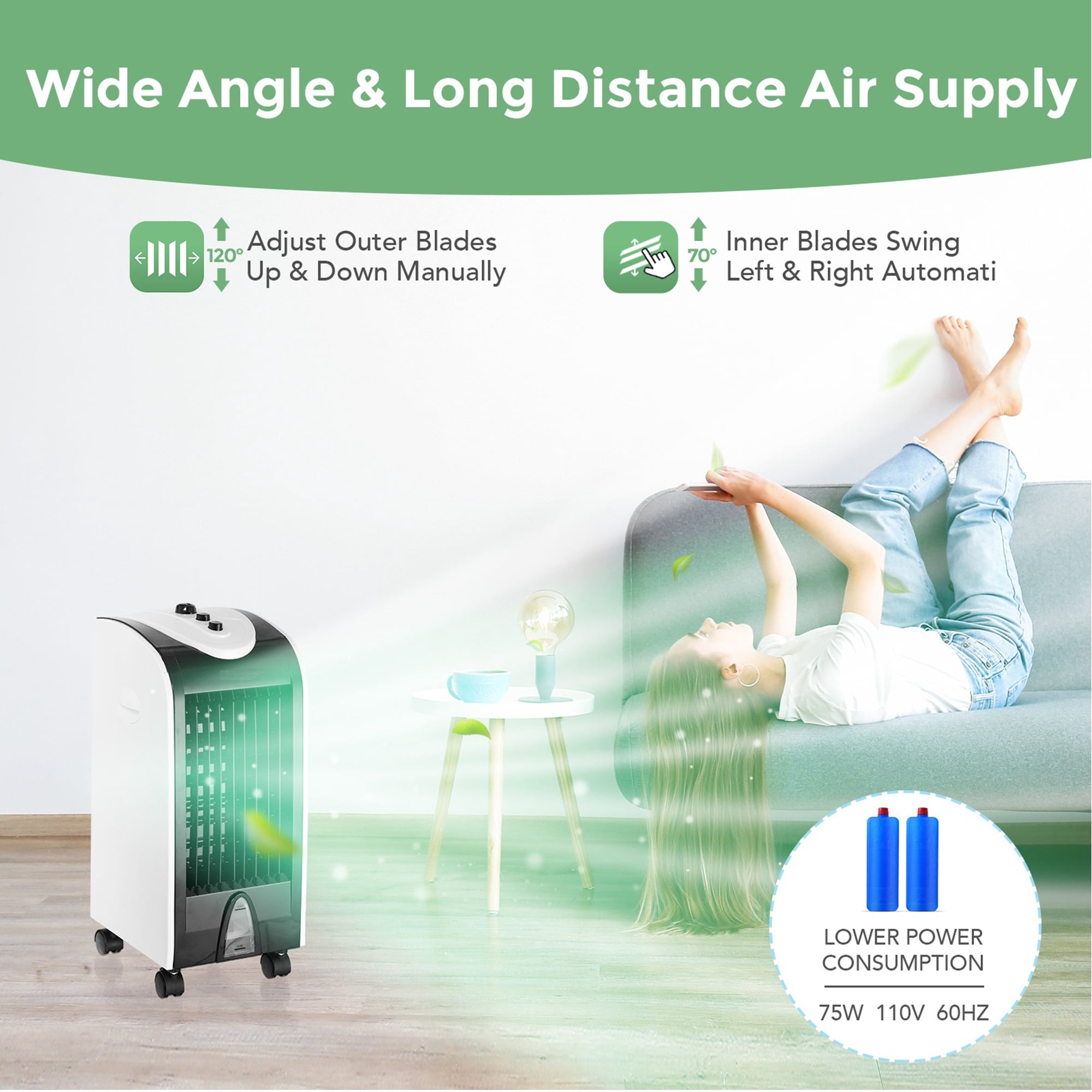 Gymax Home Office Evaporative Air Cooler Portable Cooling Fan Humidifier