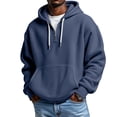 thumbnail image 3 of Homeyce Mens Hoodies Pullover Quarter Zip Casaul Long Sleeve Drawstring Waffle Knit Hooded Sweatshirt with Pocket,Blue 3XL, 3 of 5