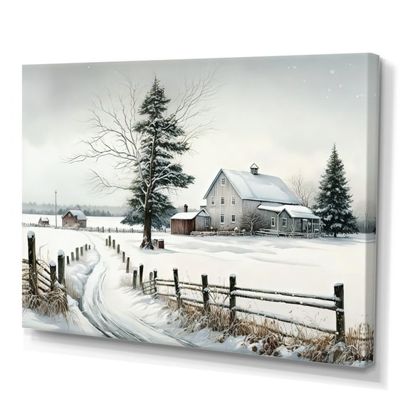 Designart Nebraska Farm In Winter Canvas Wall Art