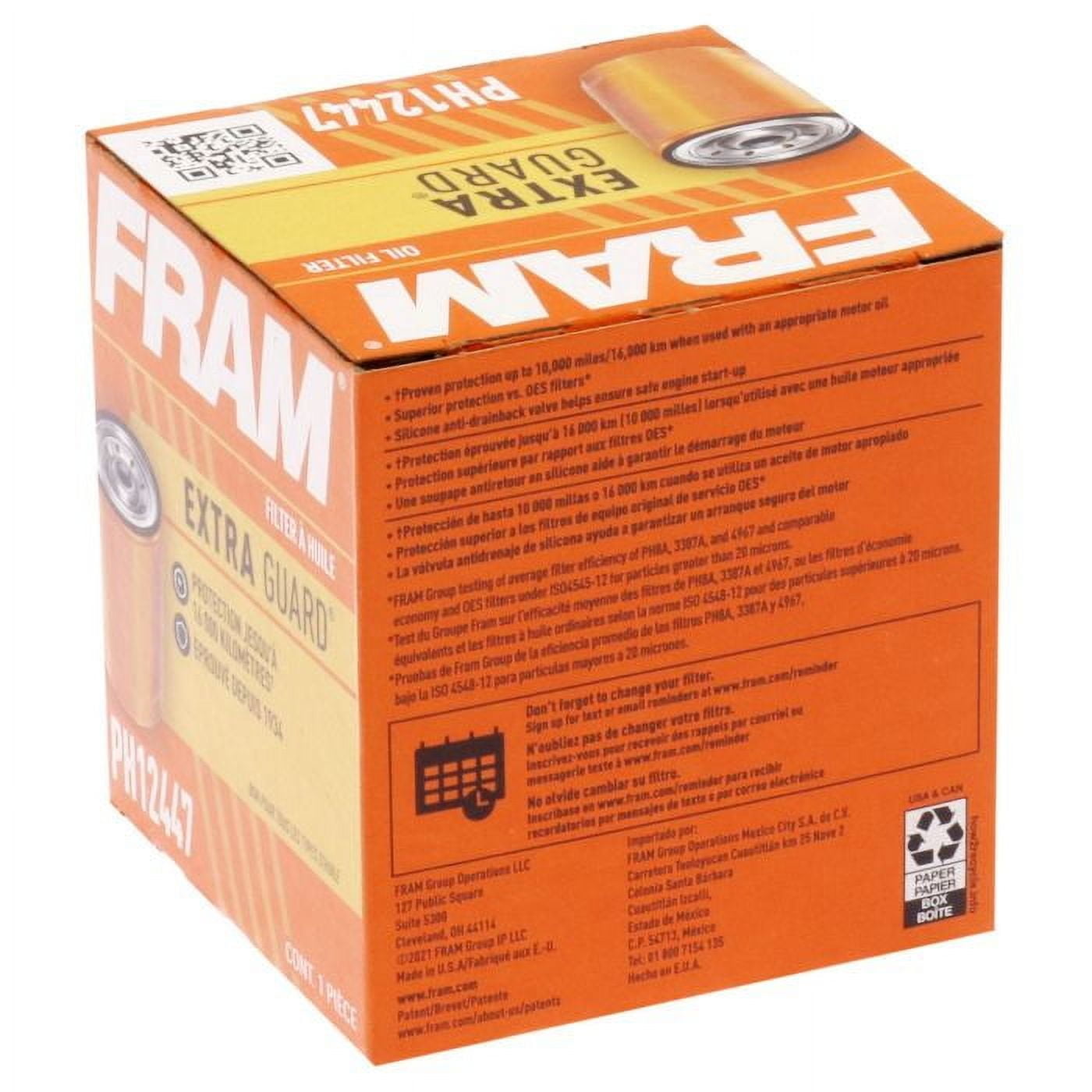 Fram Engine Oil Filter P/N:Ph12447 Fits select: 2019-2024 CHEVROLET SILVERADO, 2021-2023 CHEVROLET TRAILBLAZER