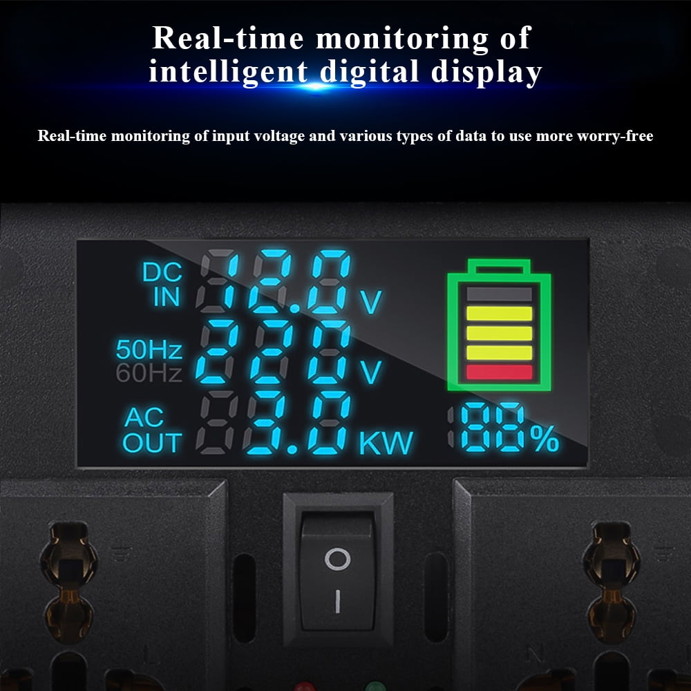Zeng 12V 8000-Watt Continuous 16000-W Surge Power Inverter with LCD Display for Truck RV