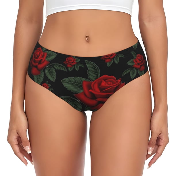 Fotbe Roses Calzones Estampados para Mujer – Ropa Interior de Algodón, Cómoda, Suave y Elástica-Small