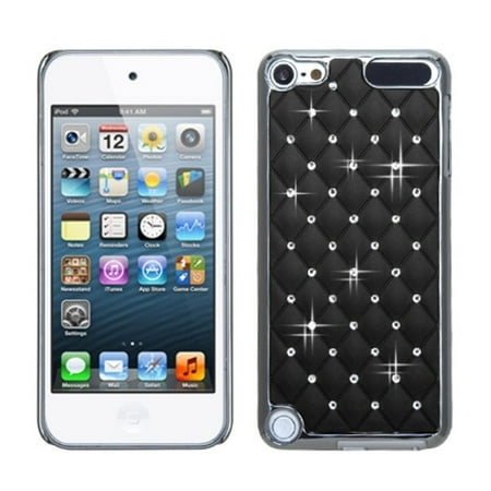 Diamond Ipod Case Insten Black Silver Plating Luxurious Lattice Alloy Elite Case w/ Diamonds for iPod touch (5 5G 5th 6 6G 6th Gen) ()