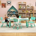 thumbnail image 4 of Gymax Kids Height Adjustable Table and 4 Chairs Set with Graffiti Desktop Green, 4 of 10