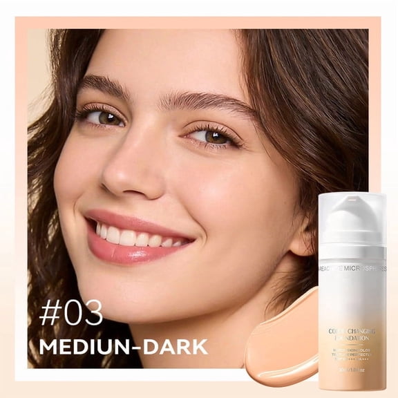 Color Changing Liquid Foundation 30ml - Adaptive Skin Tone Matching Foundation with Buildable Natural Coverage - Lightweight Breathable Face Makeup with SPF 50 PA Sun Protection - Long