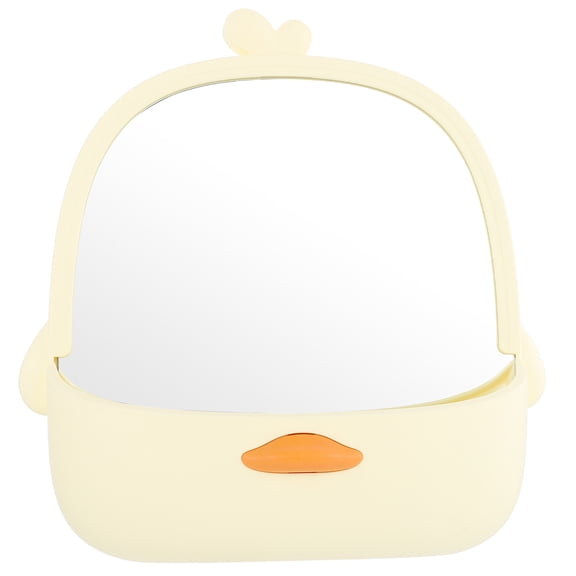 OATIPHO Yellow PP Glass Makeup Mirror for Home Use with Stable Stand