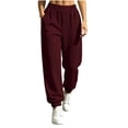 thumbnail image 3 of Women's High Waist Sweatpants Wide Leg Back Elastic Pleated Casual Tapered Sweatpants with Side Pockets Soft Loose Workout Loungewear Track Pants, 3 of 6