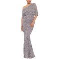 thumbnail image 1 of Betsy & Adam Womens Sequined One Shoulder Dress, darkbeige, 10, 1 of 1