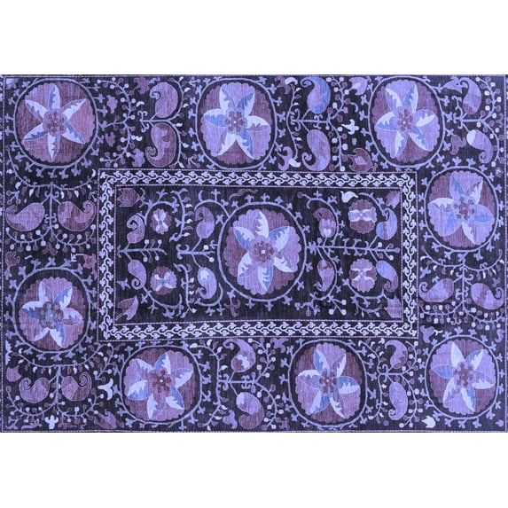 Ahgly Company Indoor Rectangle Abstract Blue Modern Area Rugs, 3' x 5'