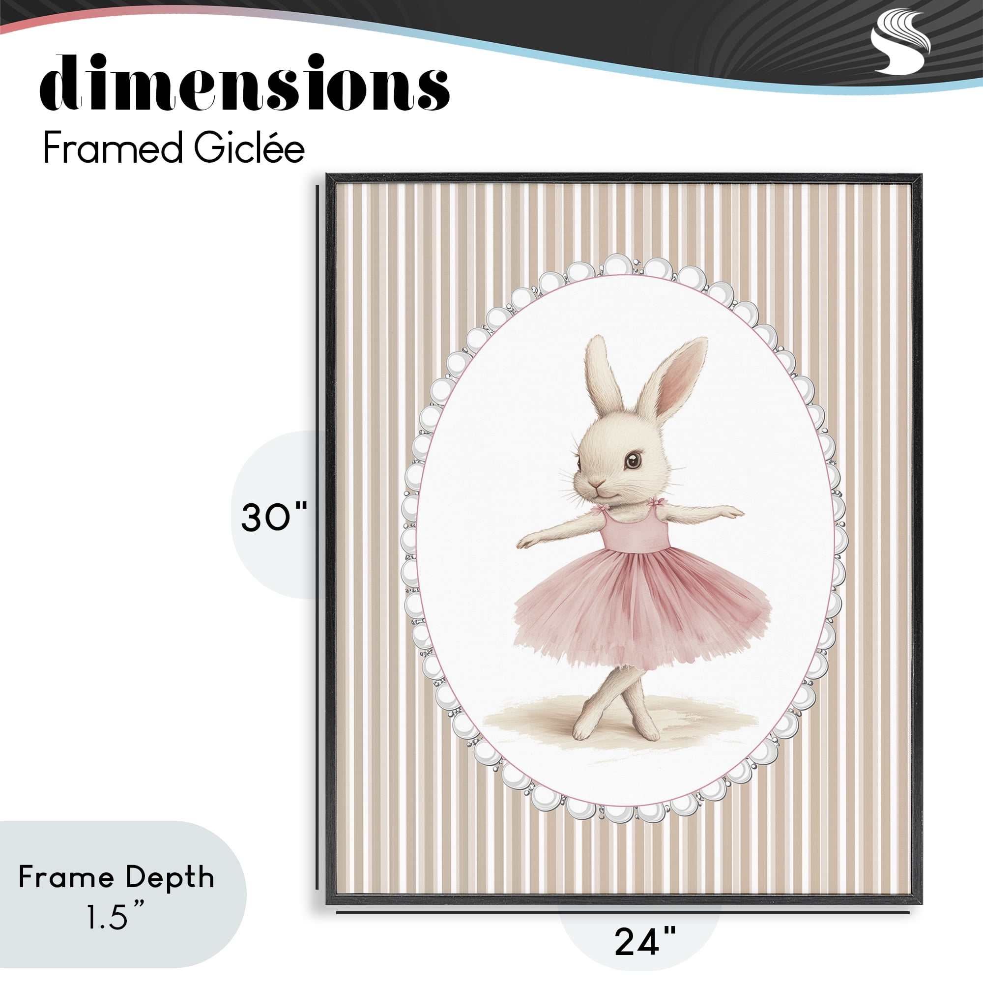 Stupell Industries Woodland Dancer Bunny Black Framed Giclee Art, design by Christine Simpson Art
