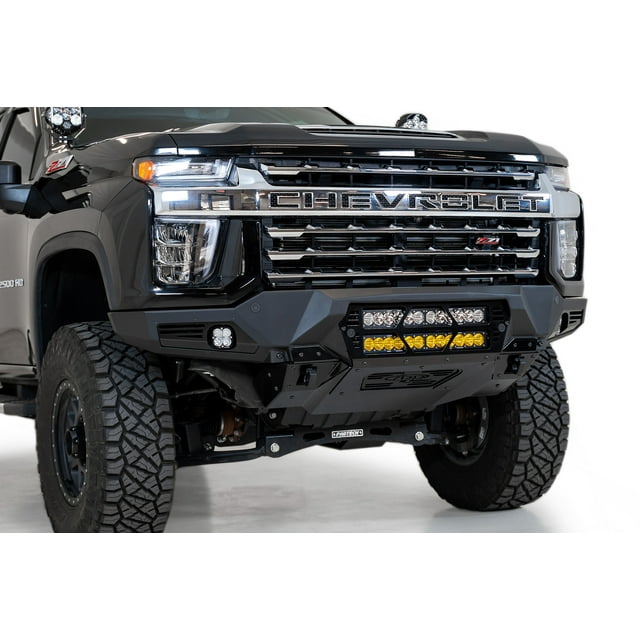 Addictive Desert Designs Bumper F270012140103 Bomber; One Piece Design; Direct-Fit; Mounting Hardware Included; Without Grille Guard; Without Winch Mount; With Skid Plate; With D-Ring Mounts