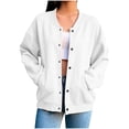 thumbnail image 4 of BRGZLK Button Down Sweatshirt Jacket for Women Casual Trendy Long Sleeve Open Front Cardigan Sweatshirts with Pockets Fall Winter Oversized Outfits 2026 White S, 4 of 9