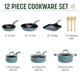 thumbnail image 2 of Juego de utensilios de cocina Goodful Ceramic Antiadherente de 12 piezas, color turquesa, 2 of 7