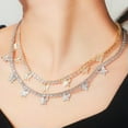 thumbnail image 2 of CZ Tennis Butterfly Charm Choker Necklace Yellow Gold Plated Bridal Chic Jewelry, 2 of 9