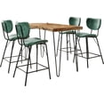 thumbnail image 2 of Jofran Nature's Edge Solid Acacia Five Piece Counter Height Dining Set with Modern Upholstered Faux Leather Barstools, 2 of 9