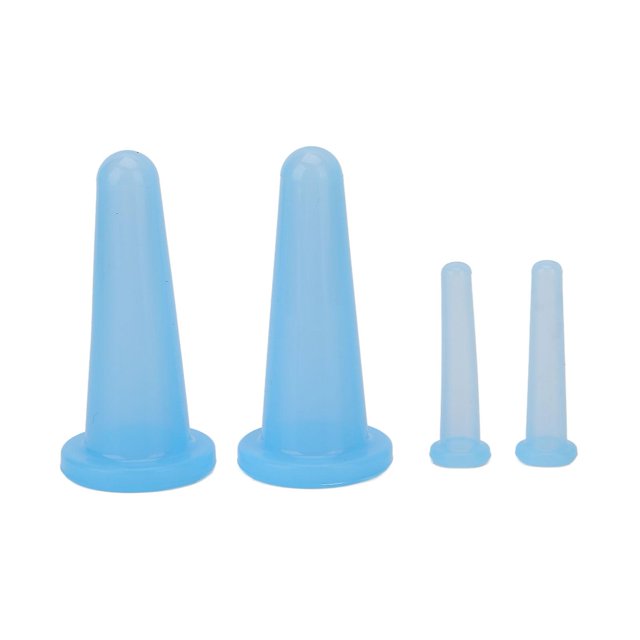 4 Pcs Silicone Facial Massage Cupping Cups for Cellulite Treatment at Home, Blue