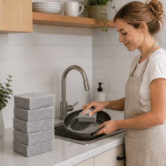 6-Piece Grill Cleaning Blocks, Pumice Scouring Stones for Griddle, Stove, Oven, Cooktop, Bathroom, Toilet and Pool Surface Stain Removal