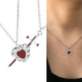 thumbnail image 2 of Trendy Swords Heart Necklace for Partners Stylish Daily Wear Neckchain Women Accessory Anniversary Gift for Lovers, 2 of 8