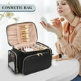 thumbnail image 6 of Large Makeup Bag, Portable Travel Organizer with Brush Compartment & Side Pockets - Black, 6 of 7