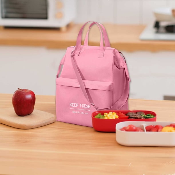 Bolsa térmica para almuerzo con correa para el hombro | Lonchera de tela Oxford de gran capacidad para mujeres y hombres | Contenedor de alimentos multicompartimento para la escuela, el trabajo y