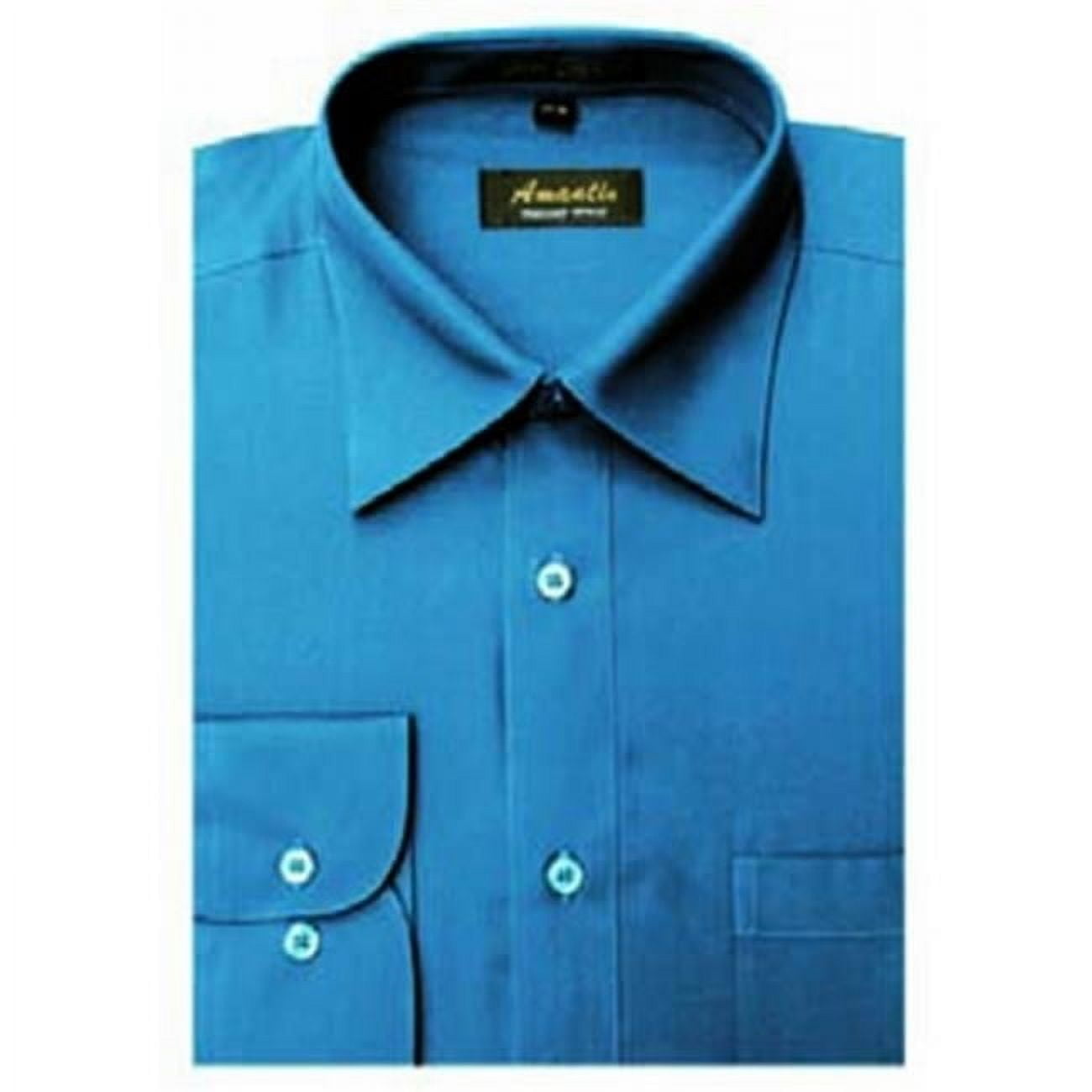 Marquis Men's Slim Fit Dress Shirt - Turquoise | 16.5 Neck 34-35 Sleeve, Wrinkle Resistant, Convertible Cuffs - View #2
