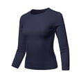 thumbnail image 2 of A2Y Women's Basic Casual Colorful 3/4 Sleeve Knit Pullover Sweator Top Navy S, 2 of 6