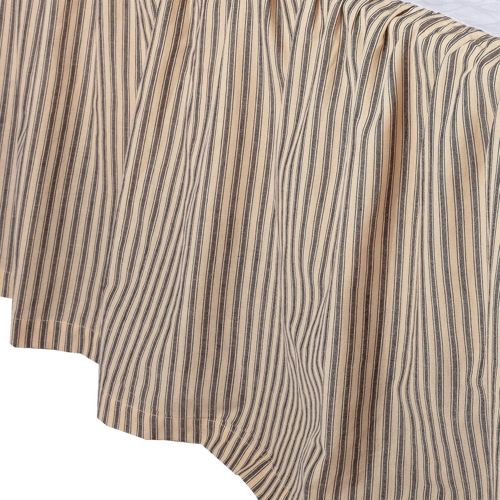 VHC Brands Sawyer Mill Striped Cotton Bed Skirt, Queen, Charcoal & Creme