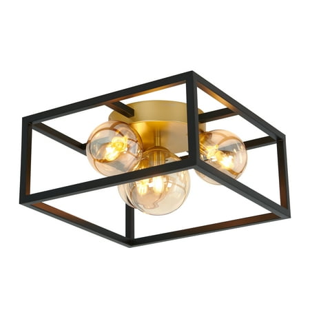 

Artika Griffintown 1 Ceiling Light Geometric Flush Mount Black and Gold