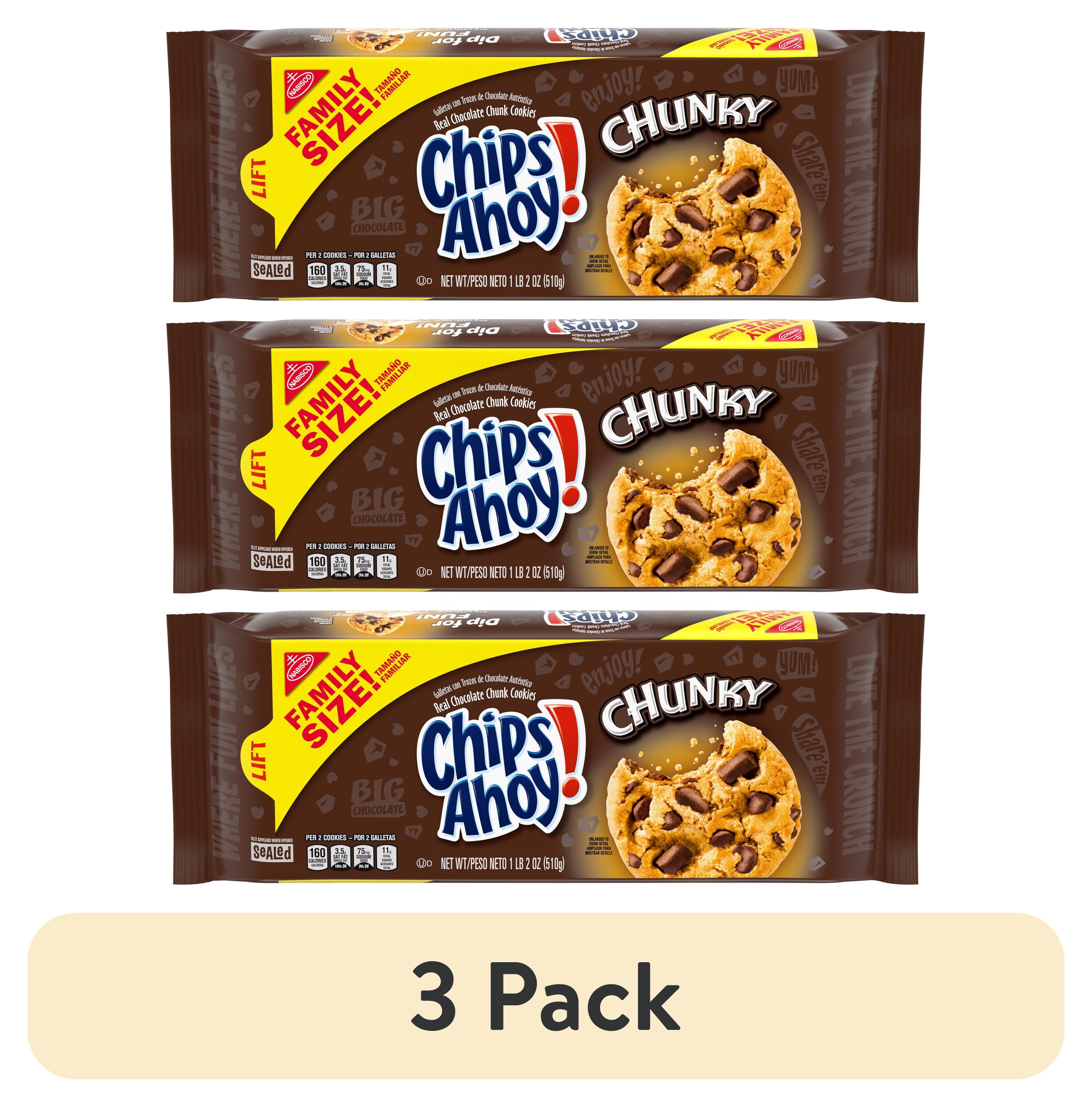(3 pack) CHIPS AHOY! Chunky Fudgy Chocolate Chip Cookies, Family Size, 18 oz