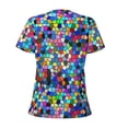 thumbnail image 6 of Fuzoiu Colorful Tie Dye Stained Glass 2 Print Women's V-Neck T-Shirt,Women's Short Sleeve Top, Comfortable for Work, Leisure, and Sports, 6 of 7