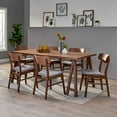 thumbnail image 2 of Noble House Lucas Mid-Century Modern 7 Piece Dining Set, Dark Gray and Walnut, 2 of 12