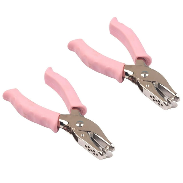 HUGFEGWE Single Hole Punch Metal Handheld Small Paper Punch with Soft Grip Handle for Circle Holes for DIY Craft Tag in Home, Office, Classroom (Pink*2) CJB91-70168