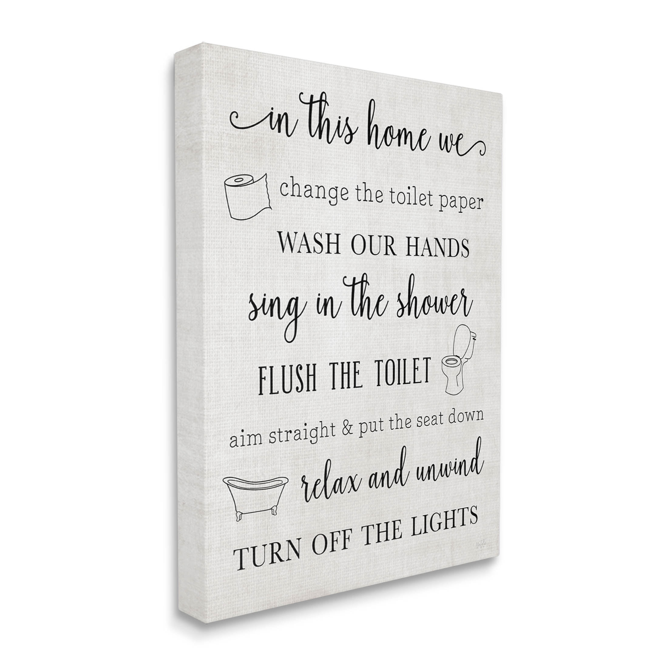 Stupell Industries In This Home Bathroom Rules Graphic Art Gallery Wrapped Canvas Print Wall Art, Design by Natalie Carpentieri
