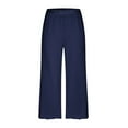 thumbnail image 3 of Maean Women's Wide Leg Pants Summer Casual Elastic Waist Straight Legged Solid Color Trousers with Pockets, 3 of 4