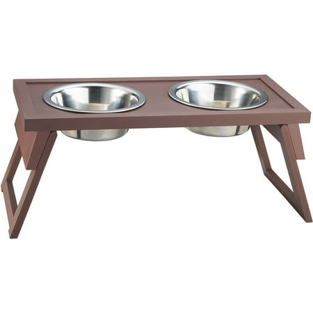 New Age Pet Habitat 'n Home HiLo Diner Raised Dog Bowl, Medium, Russet