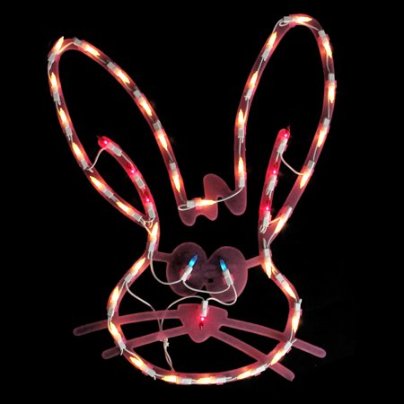 easter lighted window decoration bunny pink impact silhouette innovations walmart head