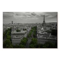 Elephant Stock Paris View Pop Wall Art - Horizontal Canvas Wall Art - Living Room Wall Decor - City Canvas - Black And Gray Decor - 24" x 16"