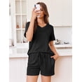 thumbnail image 3 of EKOUAER Womens Pajama Sets Short Sleeve Knit Lounge Set 2 Piece Pj Sets for Women V Neck Casual Loungewear, 3 of 6