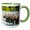 Green/White, variant on 3drose, Alaska, Lake Clark. Mom and Two Cubs Walking Along the Shoreline., 11oz Two-tone Yellow Mug