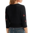 thumbnail image 3 of Belle Poque Cárdigan de punto suave con botones y cuello en V para mujer, suéter negro de talla grande 2XL BP609-1, 3 of 5