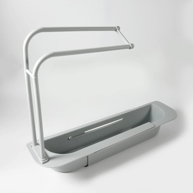 Estante telescópico para fregadero, acabado para fregadero de cocina, estante para esponja de jabón, estante con ranura, accesorios de almacenamiento de cocinaDCN Deng Xun unisex