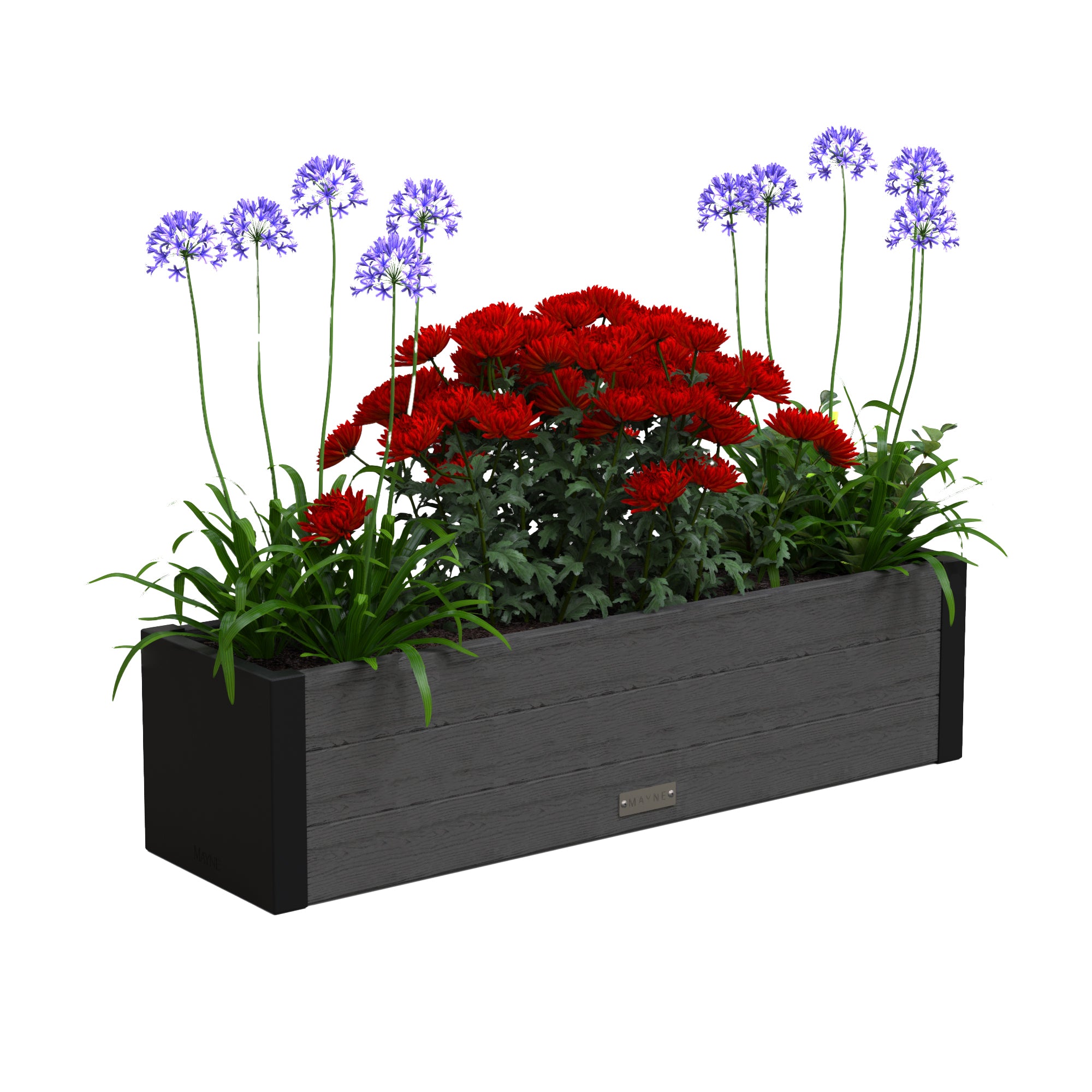 Bloem Dura Cotta Blumenkasten – 45,7 Cm, Schwarz, Mit Ablauftablett, Wetterfest