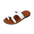 thumbnail image 2 of Braided Sandals for Women, Strappy Sandals for Women, Womens Strappy Sandals, Sandals Woman, Women's Cross Strappy Leather Flats Sandal Cute Dressy Toe Ring Open Toe Slip On Slide Sandals, White 9, 2 of 7