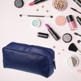 thumbnail image 5 of Unique Bargains 1 Pcs Portable Makeup Bag Toiletry Bag Cosmetic Organizer for Travel Leather Blue, 5 of 7