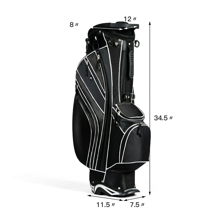Costway Golf Stand Cart Bag Club w/6 Way Divider Carry Organizer Pockets  Storage Black 