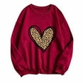 thumbnail image 2 of Ayolanni Sweatshirt Women Long Sleeve Red Pullover Crew Neck Leopard Print Sweatshirts Girls Sweatshirt, 2 of 4